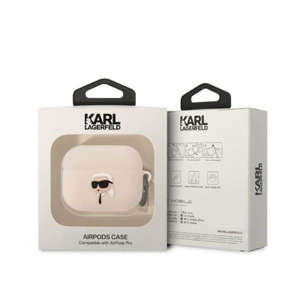 Karl Lagerfeld Silicone NFT Karl Head 3D - AirPods Pro Case (vaaleanpunainen)