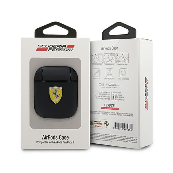 Ferrari On Track-läder - AirPods-fodral 1/2 Gen (svart)