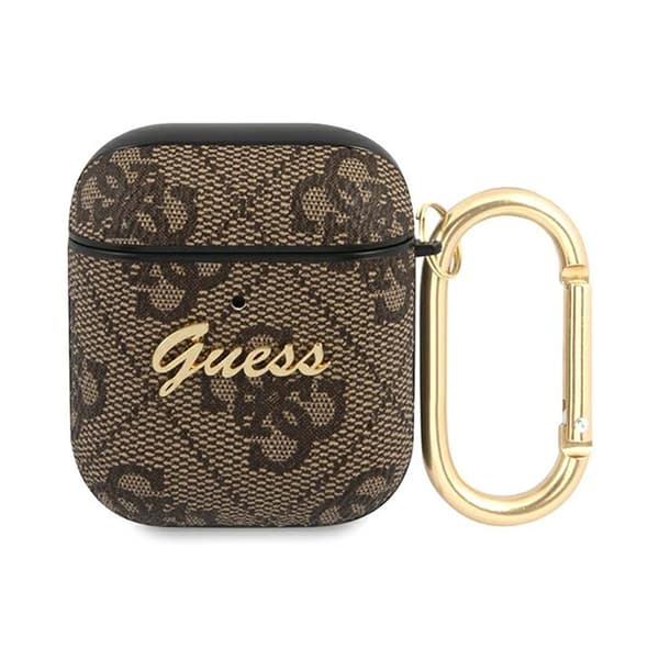 Guess 4G Script Metal Collection - AirPods-fodral 1/2 Gen (brunt)