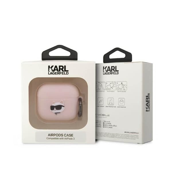Karl Lagerfeld Silikon NFT Choupette Head 3D - AirPods 3 Fodral (Rosa)