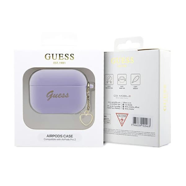Guess Silicone Heart Charm - AirPods Pro 2 Fodral (lila)