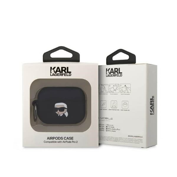 Karl Lagerfeld Silicone NFT Karl Head 3D - AirPods Pro 2 -kotelo (musta)