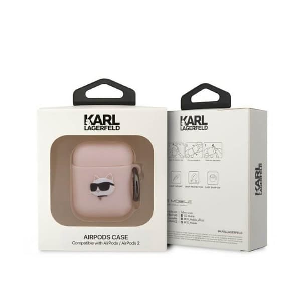 Karl Lagerfeld Silikon NFT Choupette Head 3D - AirPods Fodral 1/2 Gen (Rosa)