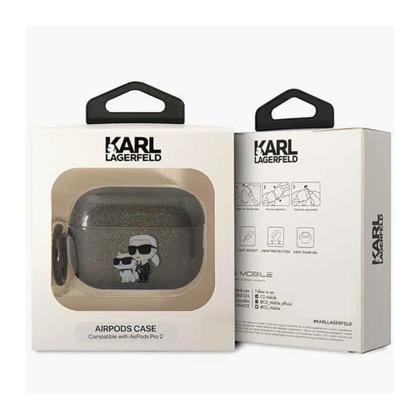 Karl Lagerfeld Glitter NFT Karl & Choupette - AirPods Pro 2 etui (sort)