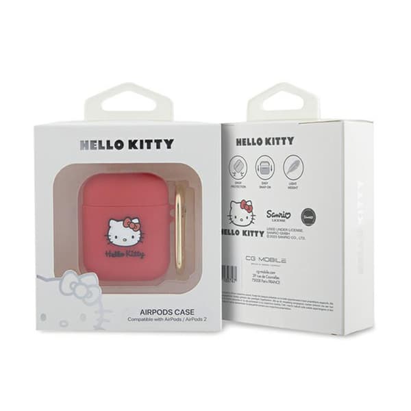 Hello Kitty Silikone 3D Kitty Head - AirPods etui 1/2 gen (fuchsia)