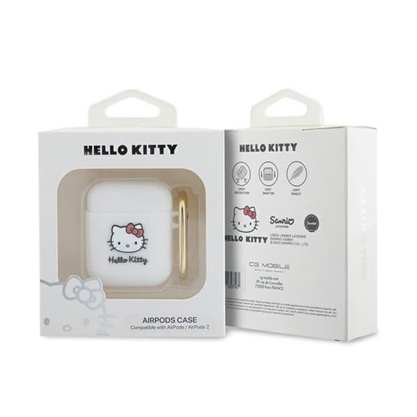 Hello Kitty Silikon 3D Kitty Head - AirPods-fodral 1/2 Gen (vit)
