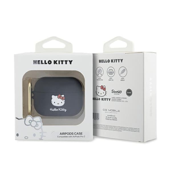 Hello Kitty Silikone 3D Kitty Head - AirPods Pro 2 etui (sort)