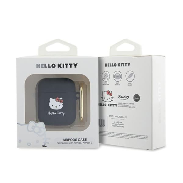 Hello Kitty Silikon 3D Kitty Head - AirPods Fodral 1/2 Gen (svart)