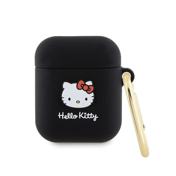 Hello Kitty Silikon 3D Kitty Head - AirPods Fodral 1/2 Gen (svart)
