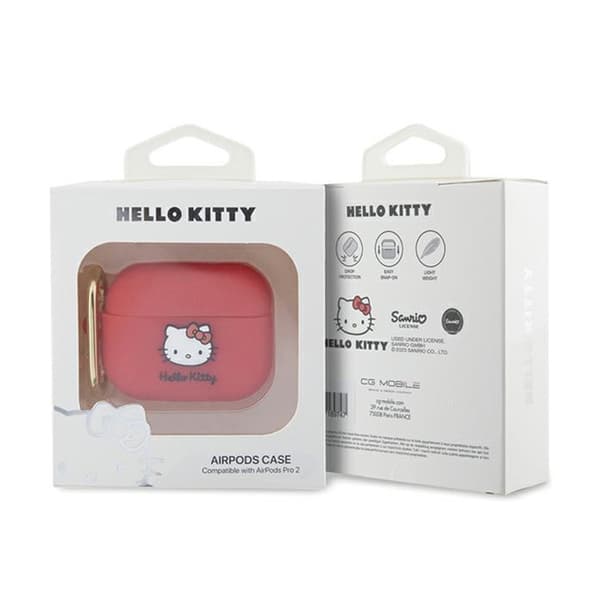Hello Kitty Silikone 3D Kitty Head - AirPods Pro 2 Cover (Fuchsia)