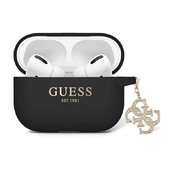 Guess Liquid Silicone Glitter Triangle Charm - AirPods Pro 2 Fodral (svart)