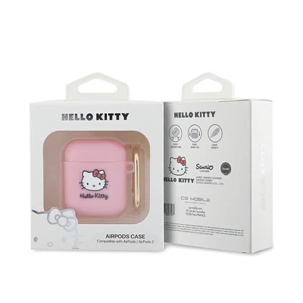 Hello Kitty Silicone 3D Kitty Head - AirPods Case 1/2 Gen (vaaleanpunainen)