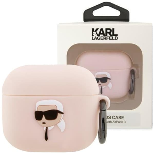 Karl Lagerfeld KLA3RUNIKP veske for AirPods 3 veske - rosa silikon Karl Head 3D