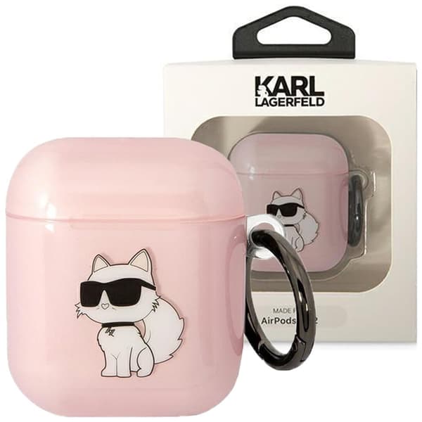 Karl Lagerfeld KLA2HNCHTCP Veske for AirPods 1/2 - Rosa Ikonik Choupette