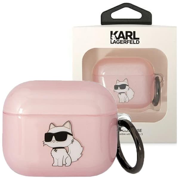 Karl Lagerfeld KLA3HNCHTCP Veske for AirPods 3-deksel - Rosa Ikonik Choupette