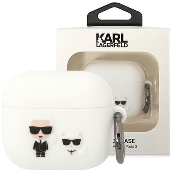 Karl Lagerfeld KLACA3SILKCW-deksel for AirPods 3-deksel - hvit silikon Karl&Choupette