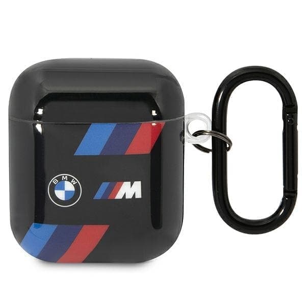 BMW BMA222SOTK veske for AirPods 1/2 - sorte Tricolor Stripes