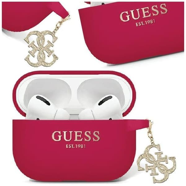 Guess GUAP2LECG4M-deksel for AirPods Pro 2-deksel lilla/magenta flytende silikon glitrende trekantdekor