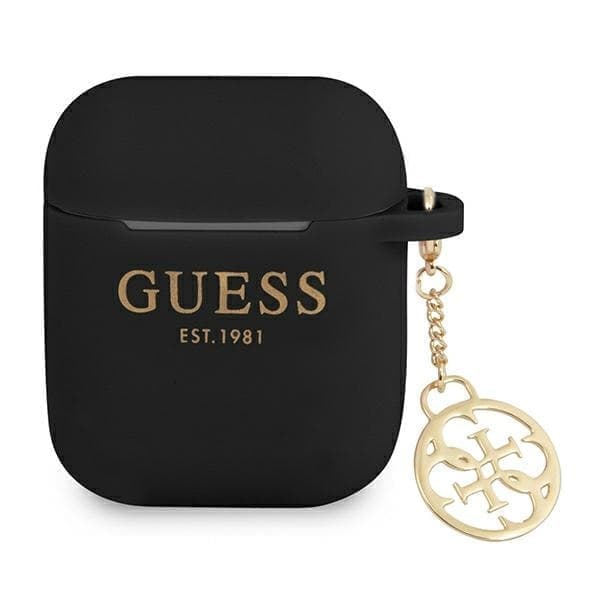 Guess GUA2LSC4EK AirPods deksel svart/svart Silikon Charm 4G Collection