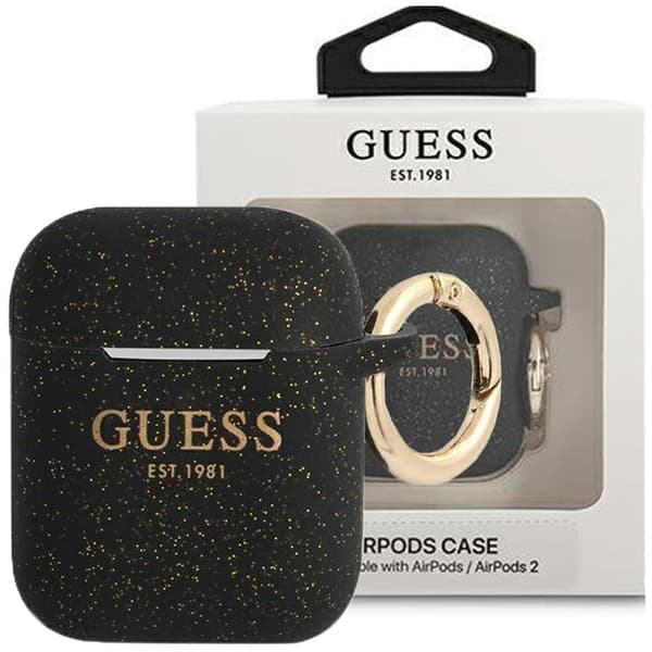 Gjett GUA2SGGEK AirPods deksel svart/svart silikonglitter