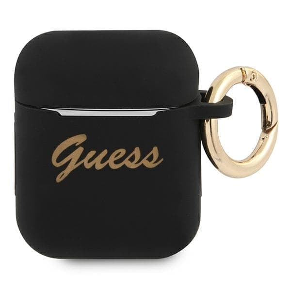 Guess GUA2SSSK AirPods-deksel svart/svart Silikon Vintage Script
