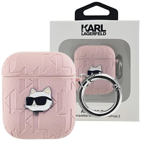 Karl Lagerfeld Monogram Choupette Head Case for AirPods 1/2 - Rosa