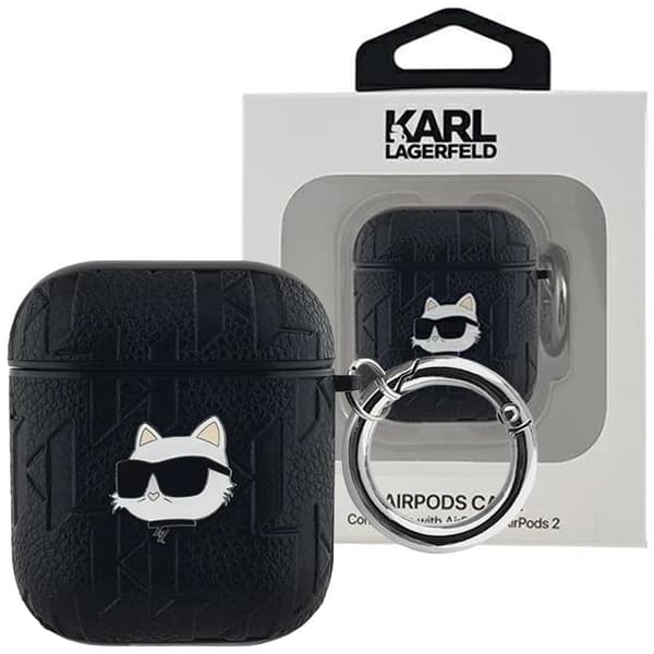 Karl Lagerfeld Monogram Choupette Head Case for AirPods 1/2 - Svart