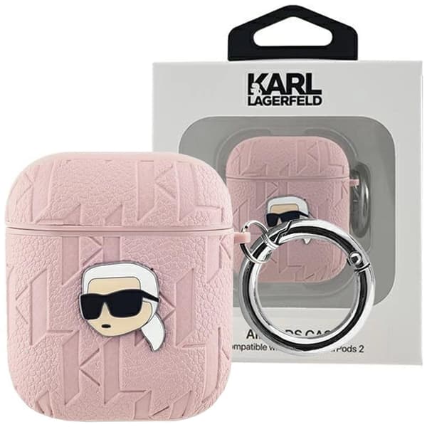 Karl Lagerfeld Monogram Karl Head Veske for AirPods 1/2 - Rosa