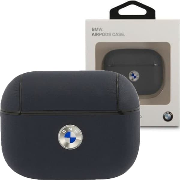 BMW BMAPSSLNA AirPods Pro-deksel Navy/marine ekte lær sølvlogo