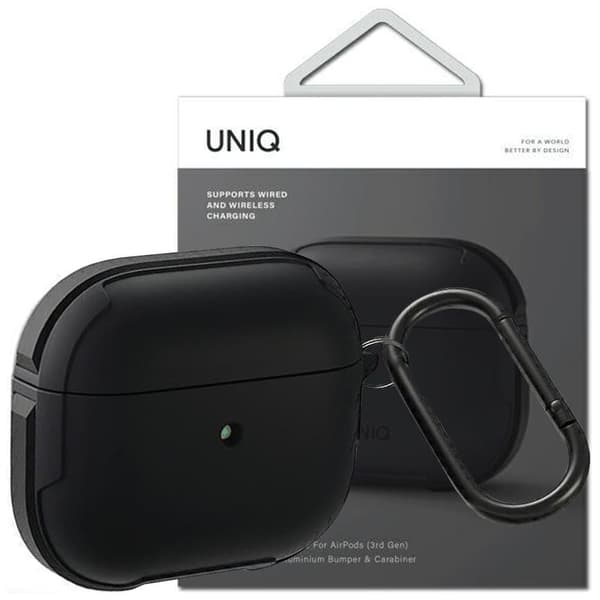 UNIQ Valencia AirPods 3 veske svart/midnattsort Antimikrobiell