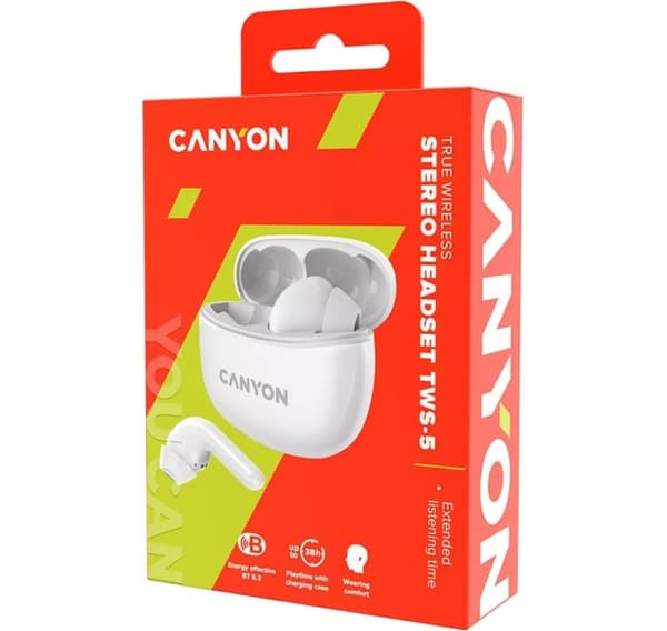 Canyon trådløst headset TWS-5, hvit