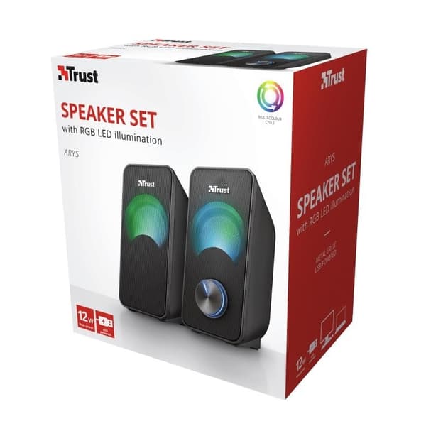 Højttaler arys compact rgb (sort, 23120), Trust