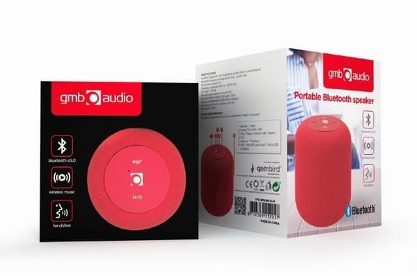 Bärbar högtalare bärbar/trådlös (1xmicrosd-kortplats, bluetooth, röd, spk-bt-15-r), Gembird