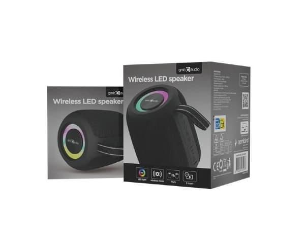 Bärbar högtalare svart (bärbar/trådlös, bluetooth, spk-bt-led-05-bk), Gembird