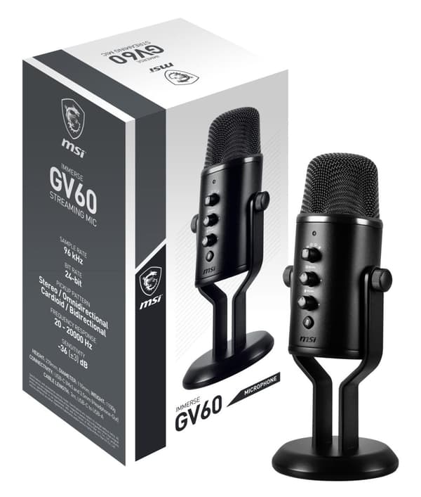 MSI PER IMMERSE GV60 STREAMING MIC Svart mikrofon för spelkonsol (OS3-XXXX002-000)
