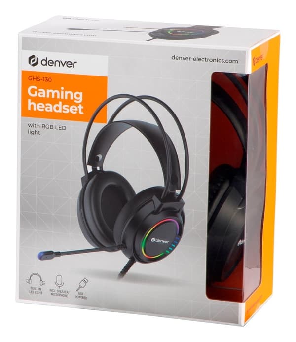DENVER GHS-130 Gaming-hovedtelefoner med USB-stik