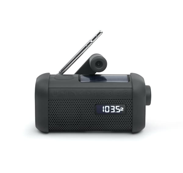 Muse, bærbar solcelleradio med sveiv og lommelykt, MH-08 MB