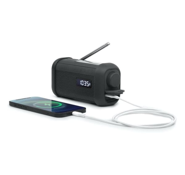 Muse, bærbar solcelleradio med sveiv og lommelykt, MH-08 MB