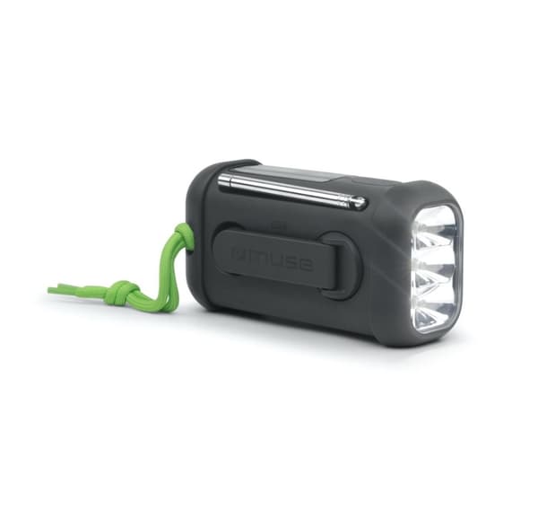 Muse, bærbar solcelleradio med sveiv og lommelykt, MH-08 MB