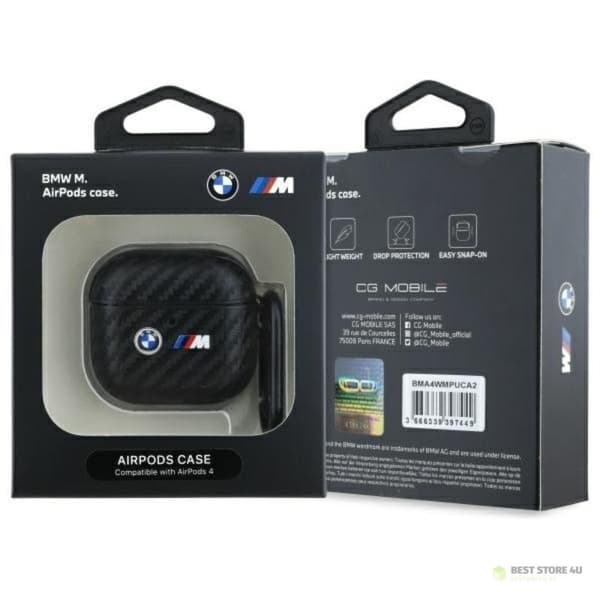 BMW Carbon tuplametallilogo - AirPods 4 -kotelo (musta)