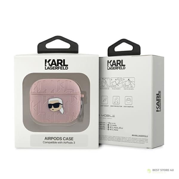 Karl Lagerfeld Monogrammi Karl Head - AirPods 3 -kotelo (Vaaleanpunainen)
