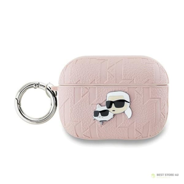 Karl Lagerfeld Monogrammi Karl & Choupette Head - AirPods Pro 2 -kotelo (Vaaleanpunainen)