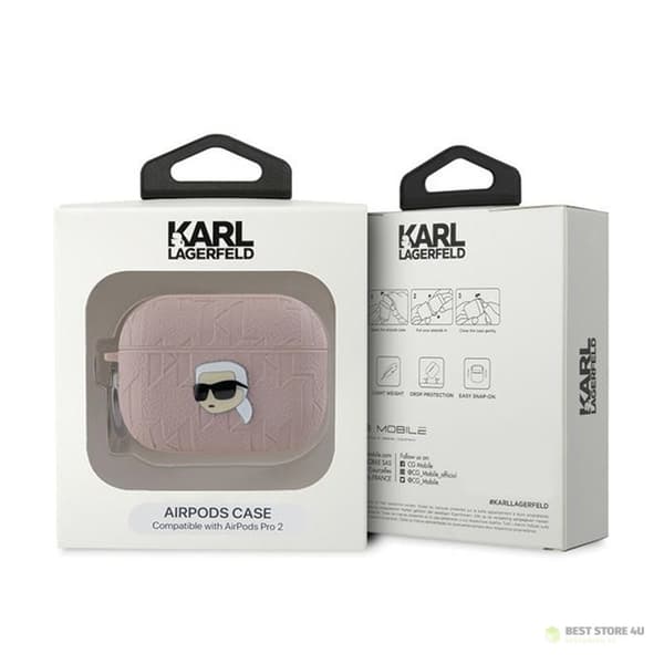 Karl Lagerfeld Monogrammi Karl Head - AirPods Pro 2 -kotelo (Vaaleanpunainen)