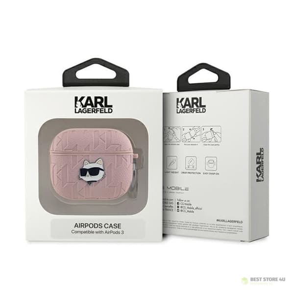 Karl Lagerfeld Monogram Choupette Head - AirPods 3-fodral (rosa)