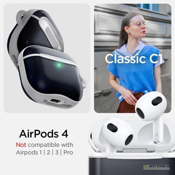 Spigen Classic C1 - Suojakuori Apple AirPods 4:lle (Grafiitti)