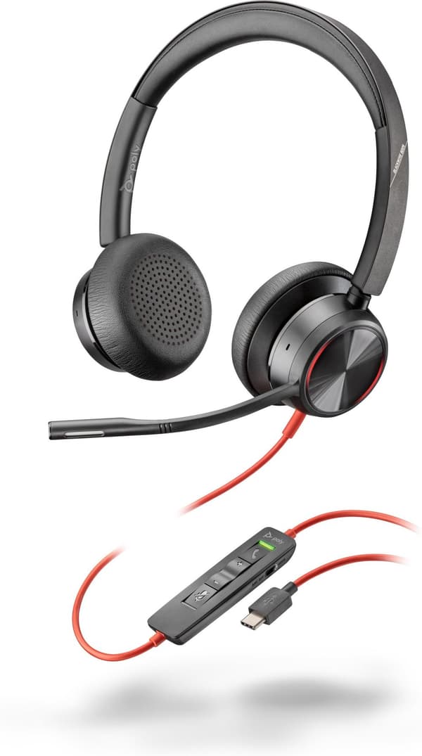 HP Blackwire 8225 stereo USB-C-hörlurar + USB-C/A-adapter, 8X223AA