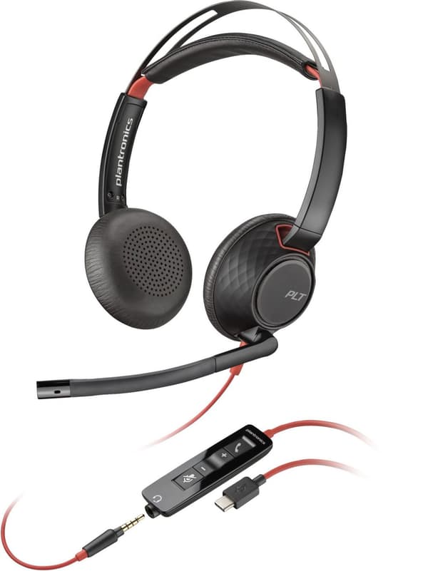 HP Blackwire C5220 USB-C-hörlurar + inbyggd kabel, 805H3AA