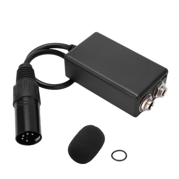 Aviation Headset Adapter, Kompatibel med Airbus XLR 5 Pin, Inkluderar Mikrofonöverdrag,svart