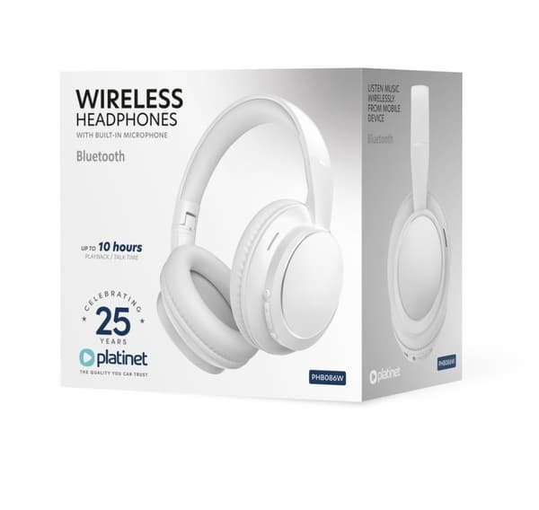 Platinet trådlöst headset PHB086W, vit