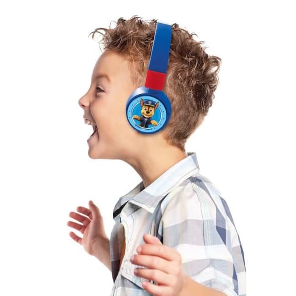 PAT 'PATROUILLE Bekväma hopfällbara 2-i-1 Bluetooth- och trådbundna hörlurar för barn med ljudbegränsning - LEXIBOOK